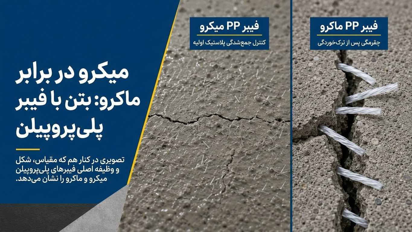 مقایسه فیبر میکرو و ماکرو پلی‌پروپیلن — کنترل جمع‌شدگی پلاستیک در برابر چقرمگی پس از ترک‌خوردگی